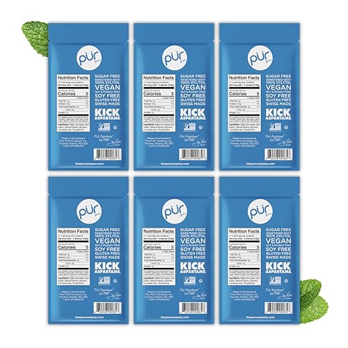 Image of PUR Gum | Aspartame Free Chewing Gum | 100% Xylitol | Natural Peppermint Flavored Gum, 55 Pieces (Pack of 6)