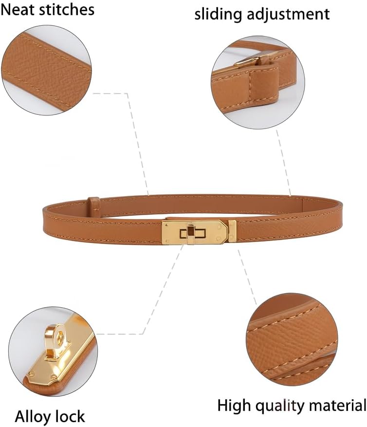 Infinite Basics 2- Pack Women’s Skinny Leather Adjustable Belt with Turn-Lock Buckle for Dresses & Jeans - Image 3