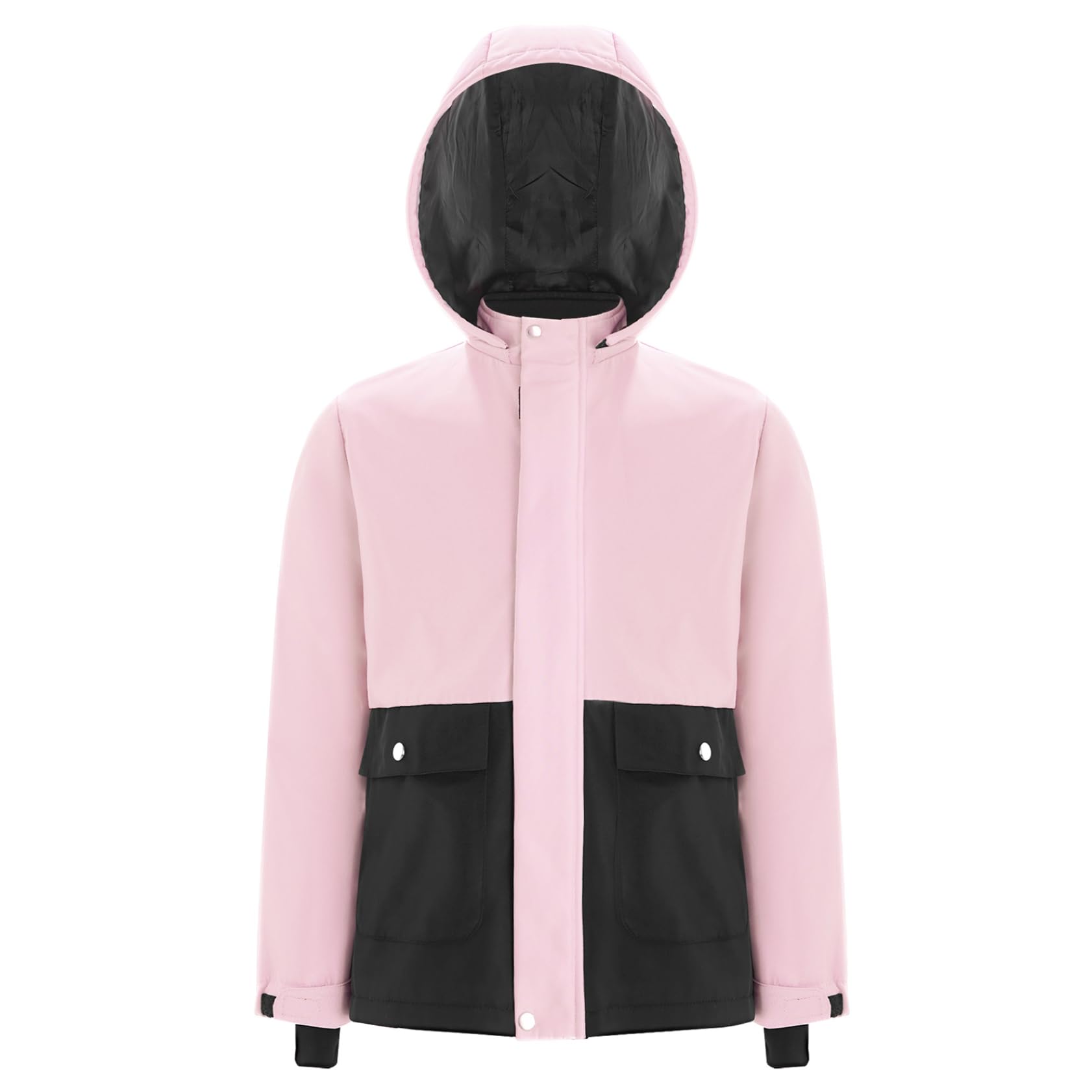 Jugaoge Veste de Ski à Capuche pour Enfant Fille Garçon Veste de Neige Randonnée Zippée Manteau Blouosn Jackets