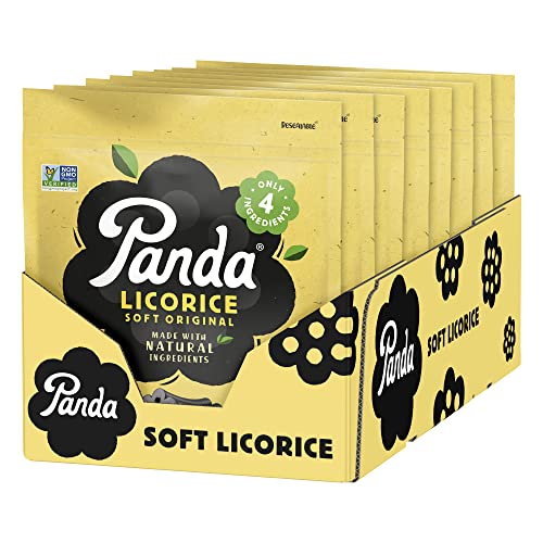 Panda ® | Natural Soft Original Licorice | Pure Panda Black Licorice Candy Made With Only Four Natural Ingredients | Non-Gmo Project Verified | Vegan & Fat Free | 200 G - 7 Oz X 8 – Resealable Bags Pack #TOP6