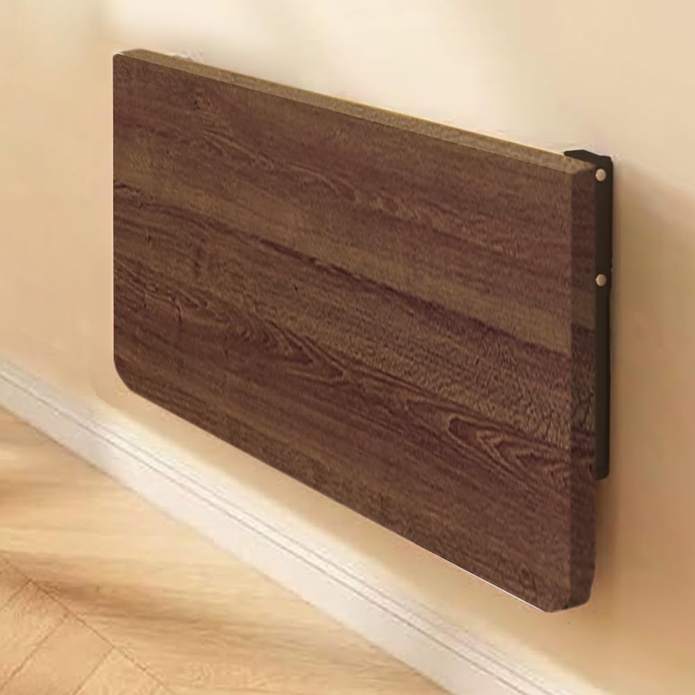 Shally Dogan Mesa de Pared Plegable 60 x 40 cm de Madera, estantería de Pared Plegable, Ahorra Espacio, versátil, Escritorio para Ordenador, Mesa de Comedor, salón, salón, baño, Cocina (Nogal)