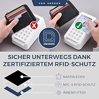 VON HEESEN Leder Kartenetui Geldbörse Herren & Damen Kreditkartenetui (Medium, Schwarz) – Ansicht 3