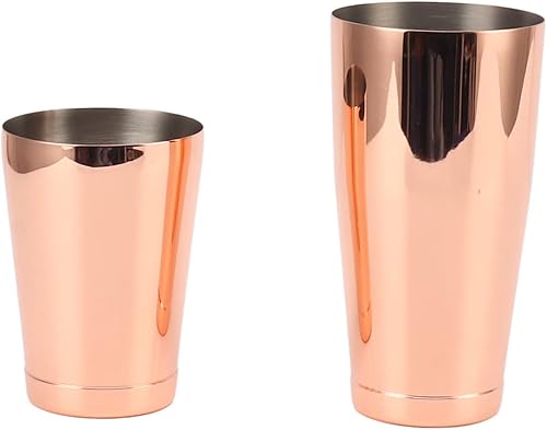 Mezclador de bartending de 2 secciones, coctelera de acero inoxidable 304 para acampar (chapado en cobre con taza inferior)