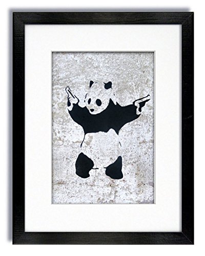 Laminated PostersBanksy - Panda Guns Grey Mounted & Framed Printó.Measures 18 x 14 Inches