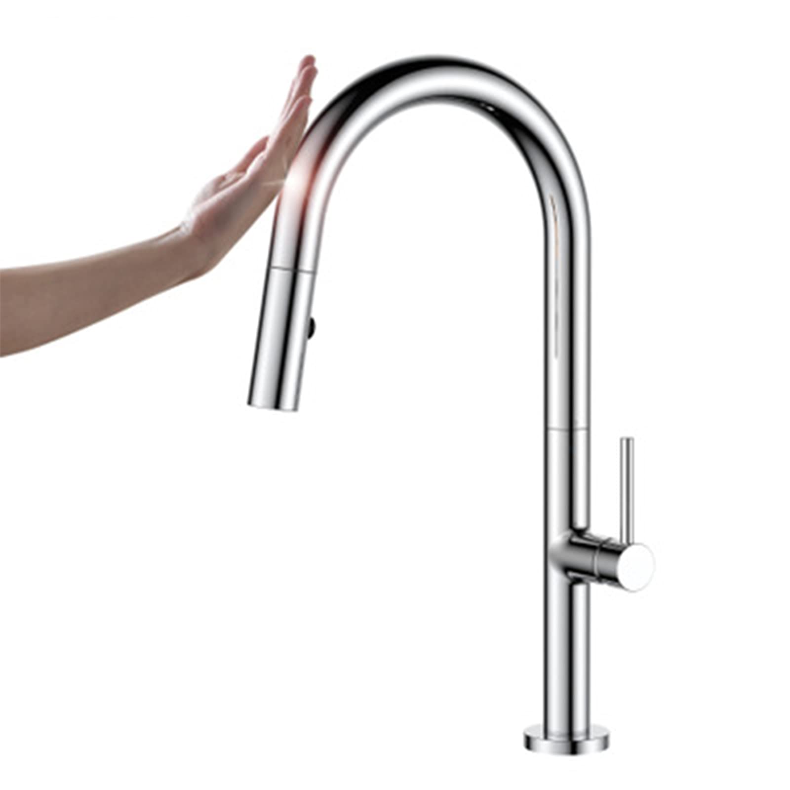 Robinet de cuisine tactile argent avec pulvérisateur 360°