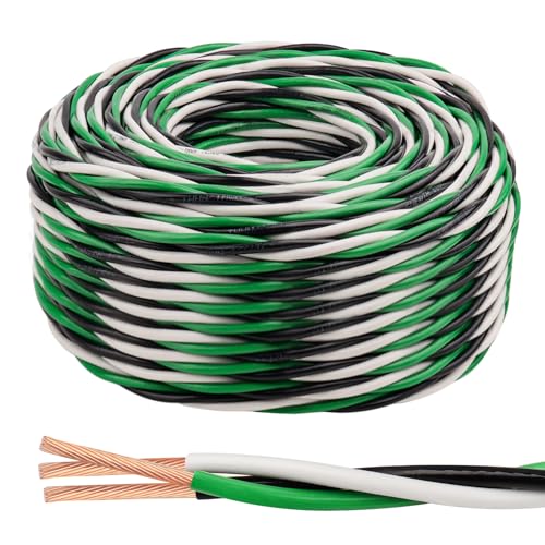 Image of THHN Wire 10 Gauge 150 FT 3 Conductors Copper Wire Black White Green, 10 AWG Copper Wire with Ground 600V Building Wire Nylon Jacket for Residential, CNC, Ground, Industrial