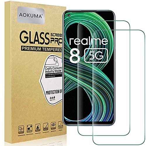 AOKUMA OPPO Realme 8 5G Verre Trempé, [Lot de 2] Verre Trempé OPPO Realme 8 5G [0.26mm] [Extrêmement résistant aux rayures] [Haute définition][Facile à installer] protections d'écran