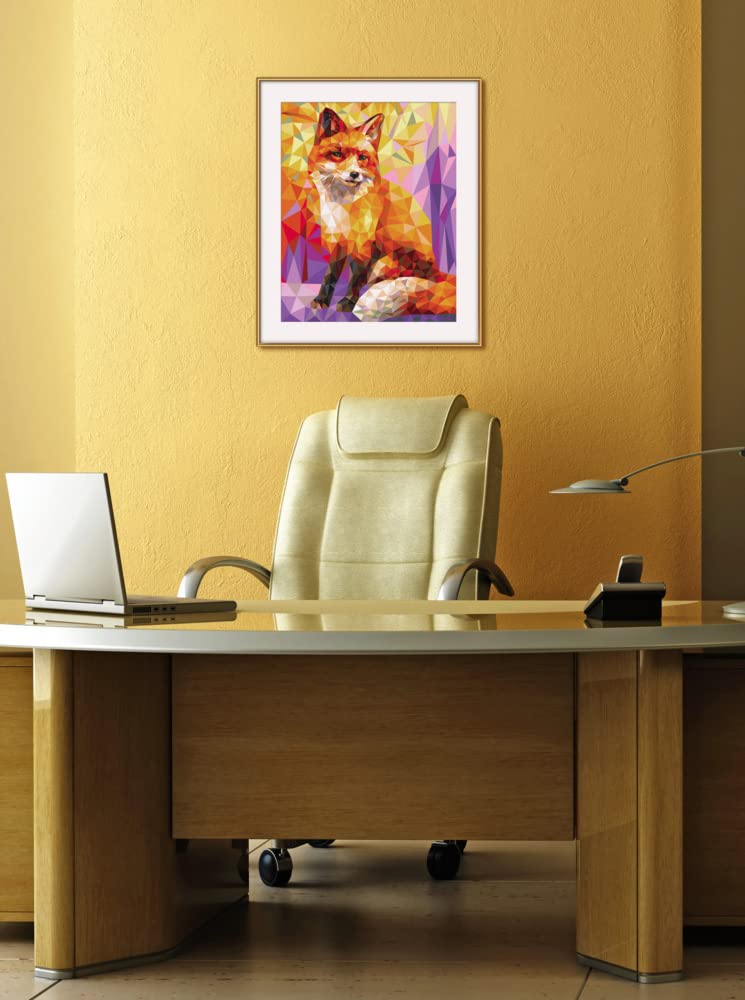 Schipper 609130863 Peinture par numéros – Polygone Art Renard – Tableaux de peinture pour adultes avec pinceaux et peintures acryliques 40 x 50 cm