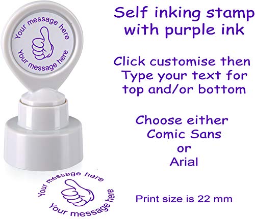 Tampon encreur personnalisé pour professeur 22 mm avec pouces vers le haut - TC021