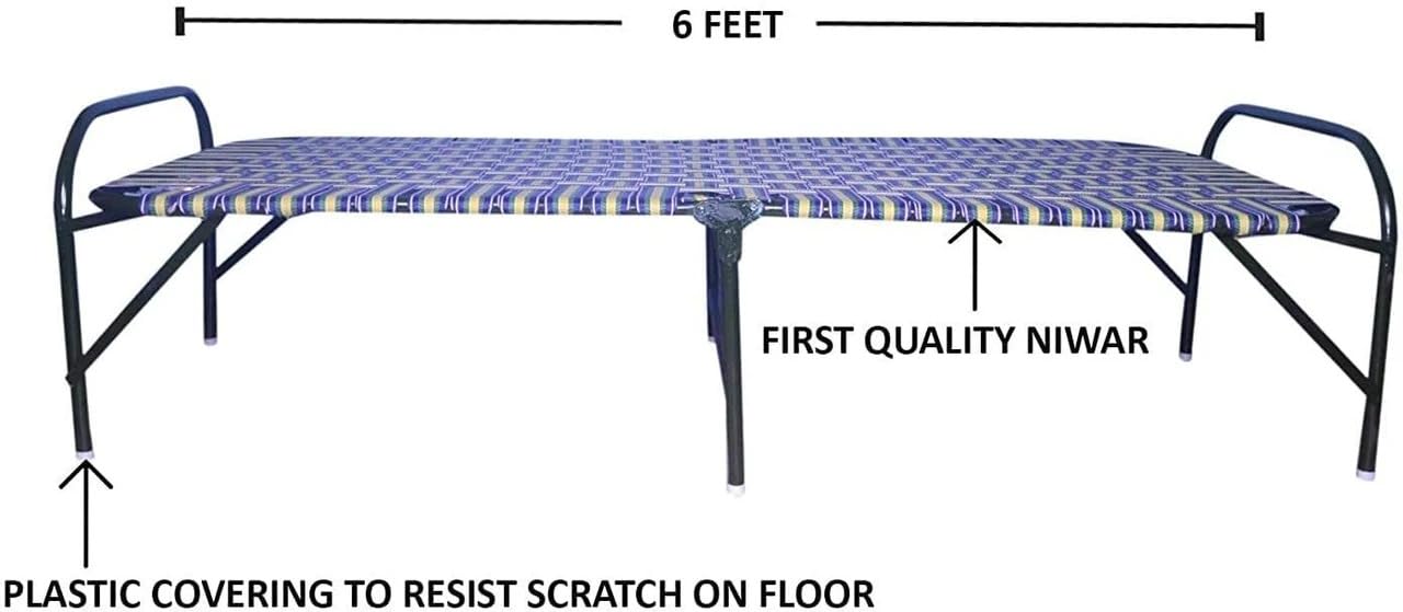 CRAFTCANE Folding Bed 6x3 Ft Single Bed for Adults & Students | Portable Foldable Cot for Home, Hostel & Guest Use | Strong Metal Frame with Fabric Top 2