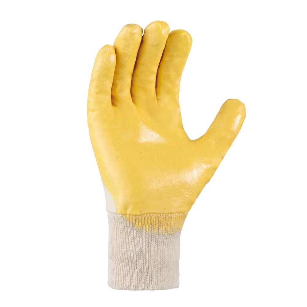 texxor 144 Stück Nitril-Handschuhe 2356, Strickbund, natur-gelb, 7/S, Karton, Nitrilhandschuhe, Strickbundhandschuhe, Arbeitshandschuhe
