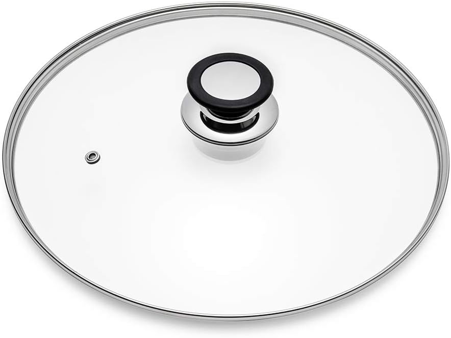 Glass Lid for Frying Pan, Fry Pan, Skillet, Pan Lid with Handle Coated in Silicone Ring,9.5"/24cm, Clear