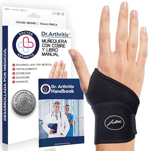 Dr. Arthritis Muñequera Tendinitis Desarrollada por Médicos - Muñequera Metacarpiana para Alivio de Lesiones de Ligamentos de Muñeca y Pulgar, Síndrome Túnel Carpiano [1 Unidad, Negra]