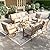 HERA'S HOUSE Patio Furniture Set 7-Piece, Metal Outdoor Conversation Set with Wood Grain Finish, 2 x Leg Chair, 2 x Swivel Chair, 1 x 3-Seat Sofa, 2 x Multi-Functional Coffee Table Garden Deck Lawn