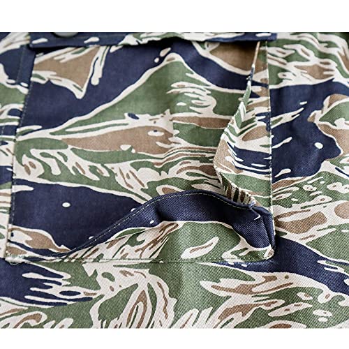 WW2 Tiger Stripe Shirt Men Vintage LLS Camo Cotton Jacket Replica of WWII Vietnam Combat Uniform3