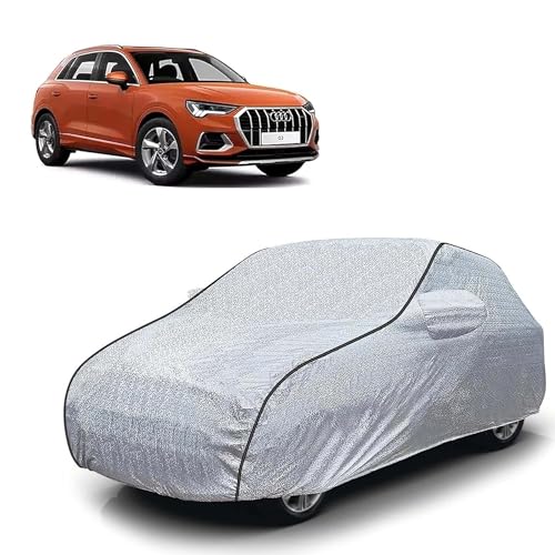 Image of Sulfar 100% Waterproof Car Body Cover Compatible with Mirror for Audi Q3 (Triple Stitched, Full Bottom Elastic, Magic Silver with Black Piping)