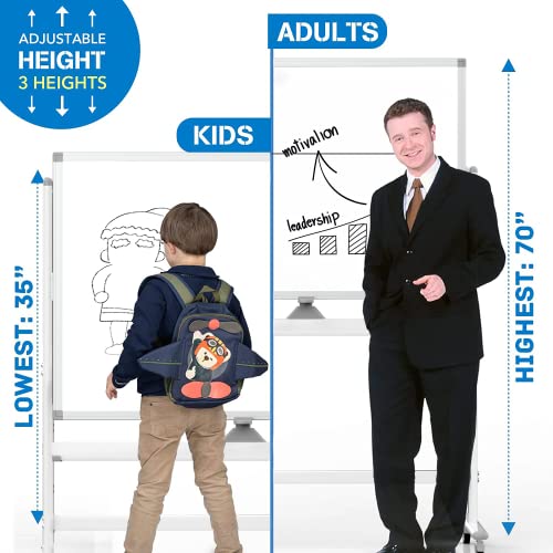 Suodun Mobile Whiteboard,Rolling Magnetic Whiteboard 48 X 36 Inches, Height Adjust Double Sides White Board On Wheels, Dry Erase Board Easel With Stand For Office, Home & Classroom #TOP3