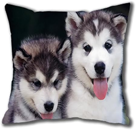 wskshop Decorative Throw Pillowcase, New Design Cute Couple Siberian Husky Puppy Pillowcase Pillow Covers