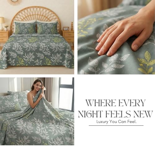 Image of VAS COLLECTIONS Cloud Cotton Double Bedsheet Combo Pack of 2 with 4 Pillow Covers, 210 TC Soft Breathable Cotton Double Bed Sheet Set, Floral Printed Bedsheet for Double Bed, 90 x 100 in (1, Multi B)