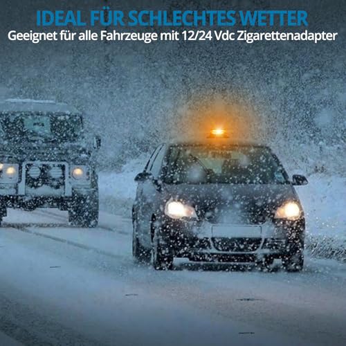 AUTOUTLET 36 LED Rundumleuchte, 12/24V Gelb Rundumleuchte LED Warnleuchte mit Magnet, 9 Modi, 5M Kabel, E57 Mark & Wasserdicht IP65, Warnlicht Blinkleuchte für Auto LKW Traktor Golfwagen SUV