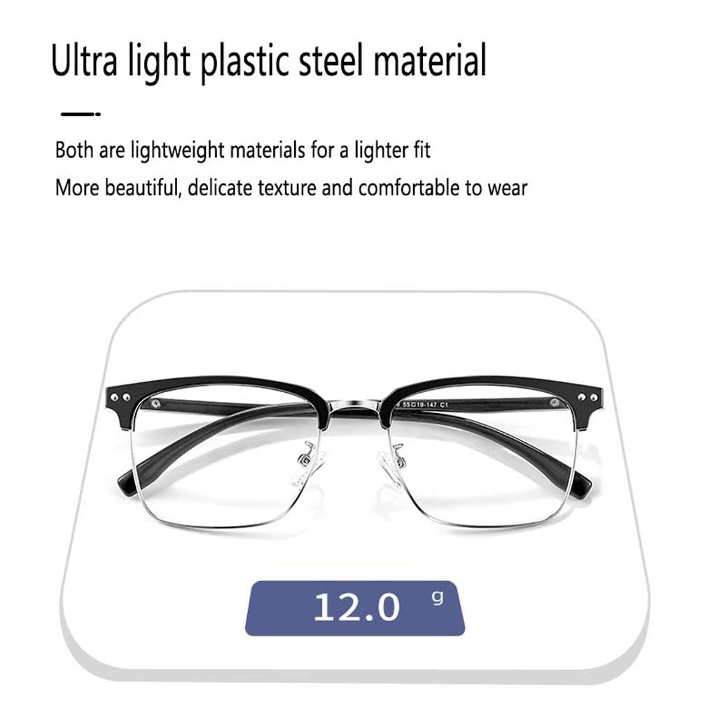WZX HD Anti-Blue Gafas de Lectura Ultra-Light Anti-Blue Light Gafas de Mediana Edad y Ancianos Gafas de Lectura Ligeras Gafas de Metal-Hombres Gafas de luz Anti-Blue