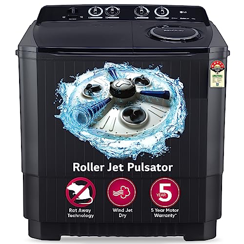 LG 11 Kg 5 Star Wind Jet Dry Rat Away Technology Semi-Automatic Top Loading Washing Machine (P1155SKAZ, Roller Jet Pulsator, Punch + 3, Middle Black) view 1