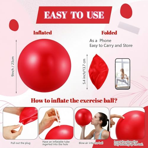 Image of Sotiff 20 Pcs 9 Inch Pilates Ball Bulk Exercise Pilates Ball Mini Yoga Balls Therapy Core for Stability Barre Training Stretching Physical Posture Training Gym Workout with Inflation Tube