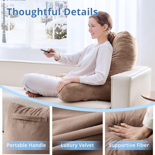 Image of Sasttie Reading Pillow for Bed, Back Pillow for Sitting Up, Light Brown
