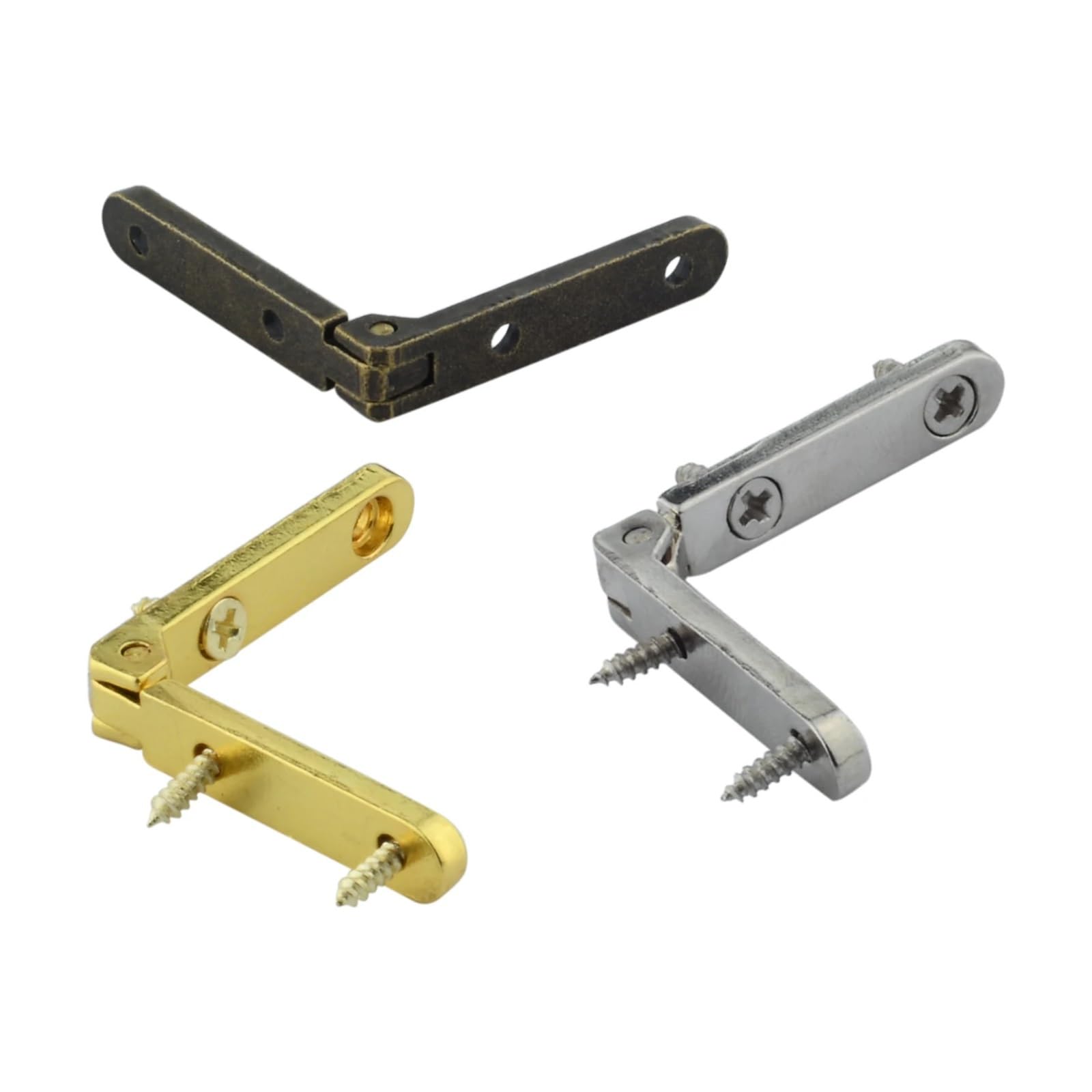 2 Pcs Small Hinges Jewelry Wooden Box Chest Case Hinges 90 Degree Folding Hinge Wooden Box Accessories Zinc Alloy with Screws(Antique Bronze)