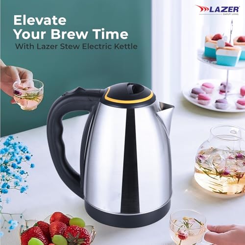 Image of Lazer Stew 1.5 litre 1200W Electric Kettle with Automatic Shut Off (Brushed steel)