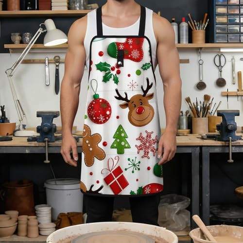Delantal con diseño de reno y hombre de jengibre miniatura 4