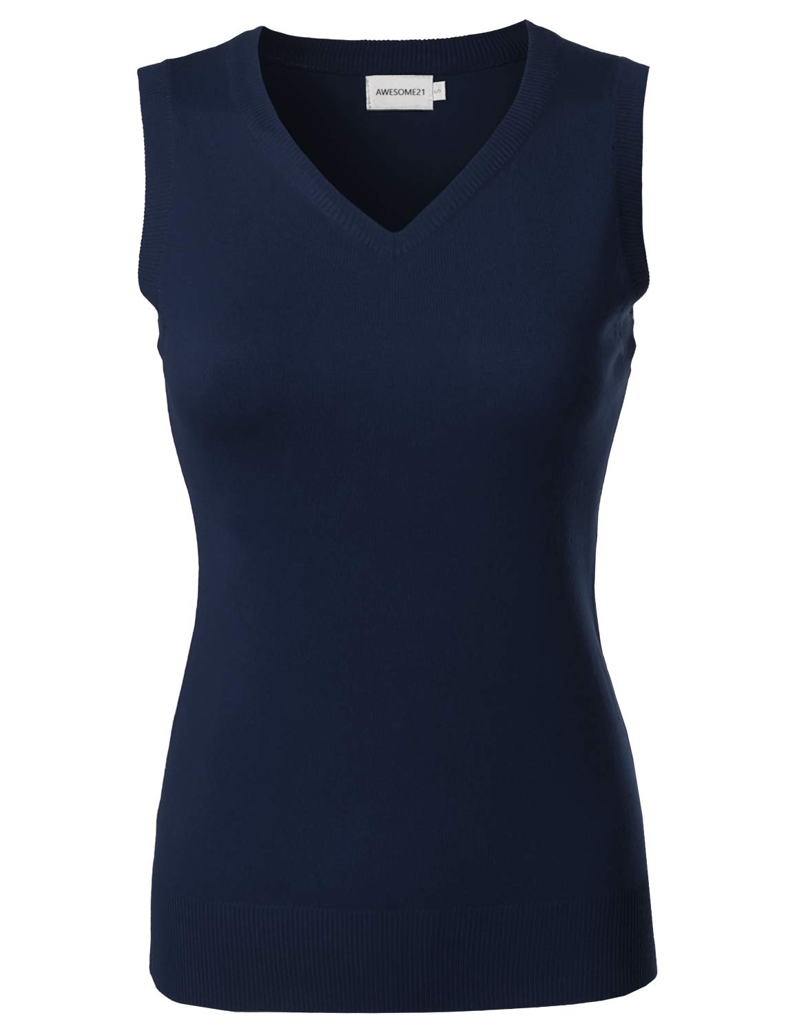 Women's Solid Office Look Soft Stretch Sleeveless Viscose Knit Vest Top