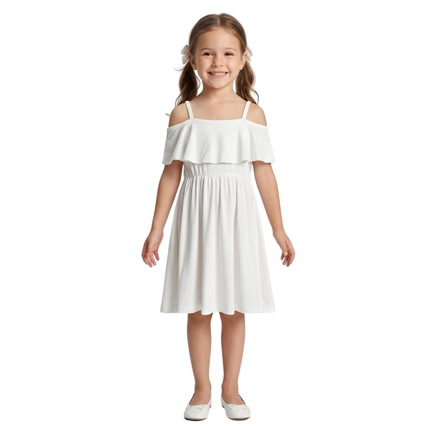 A2z 4 Kids Girls Cream Off Shoulder Skater Outfit Stylish And Trendy Party Wear - Plainoff Shoulder Dress 13