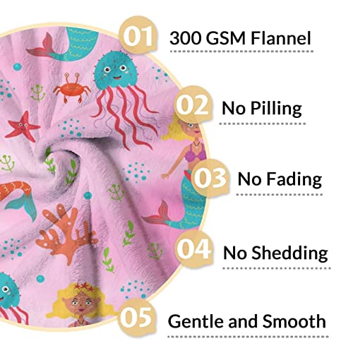 Mercuryelf Mermaid Throw Blanket - Soft, Fuzzy & Warm - 60x80 Inches Flannel Blankets for Bed, Couch - Pink Cute Throws Gift for Women, Adults