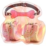 Silicone Bone Shape Exercise Prop and Leather Plush Wrist Guard, Sports Prop Kit for Bedroom Games -USHC16 (Pink)