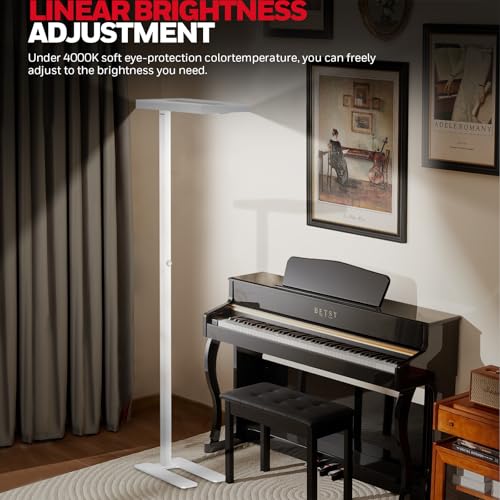 Image of Honeywell LED Floor Lamp Modern - 02E Sunturalux Eye Caring Standing Light, 6000LM 60W 4000K Natural Daylight Dimmable Reading Tall Lampara for Home Office Living Room Bedroom