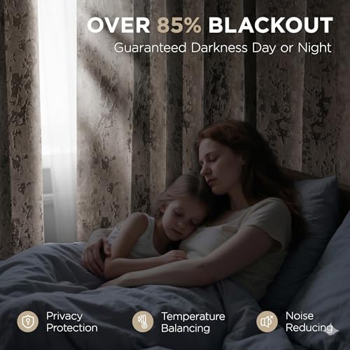 Image of IVAZA Premium Velvet Burnout Pattern 70% Blackout Opaque Curtains - Thermal Insulated, Heavy Blackout Opaques, Room Darkening Curtain for Long Door 10 Feet Pack of 2 Coffee Burnout