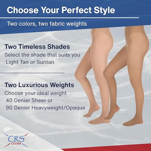 Image of CRS Cross Figure Skate Tights - 2 Pair Footed for Competitions, Practice, Ice Skating or Dance