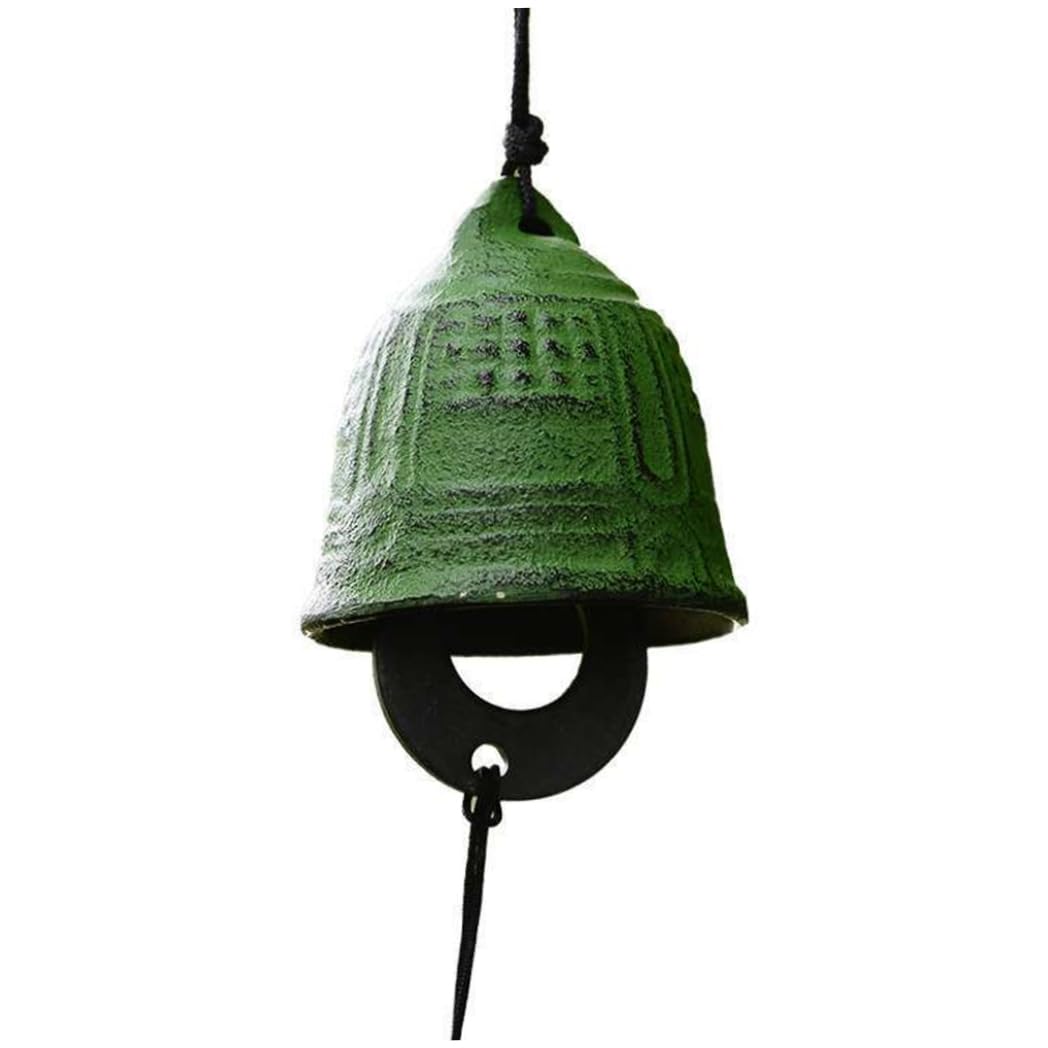 HoveeLuty Wind Chime Hanging Bells Temple Bells Iron Japanese Wind Chime Green Temple Bell Retro Outdoor Bell
