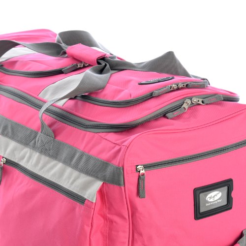 Olympia 8 Pocket Rolling Duffel Bag, Hot Pink, 33 inch