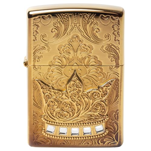Encendedor Zippo Oil con diseño Corona Dorado miniatura 1