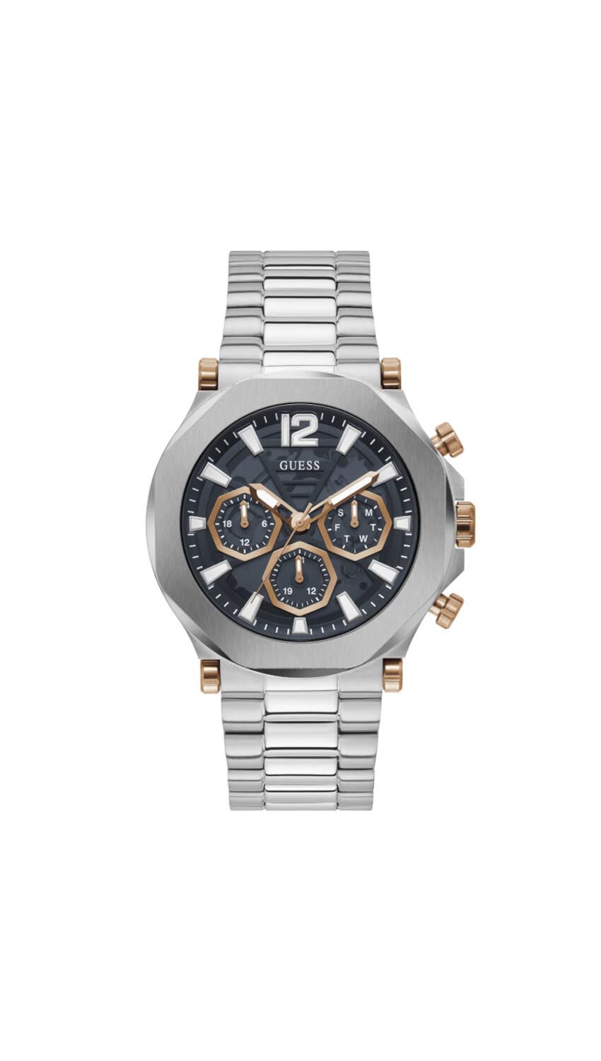 Guess US - Reloj multifunción para hombre en tono plateado