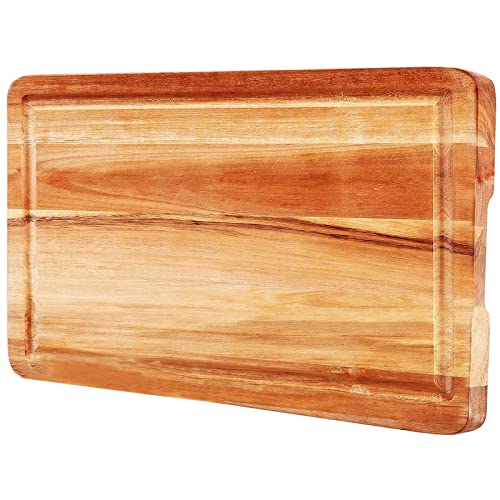 InnoStrive Cutting Board 100% Environmental Friendly Acacia Wood Cutting Board For Kitchen Organic Wooden Chopping Board With Deep Juice Croove (17 x 12 x 1.5 inches)