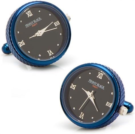 Blue Stainless Steel Functional Watch Cufflinks