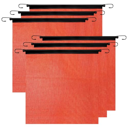 Paquete de 6 banderas de seguridad de malla de PVC resistentes al desgarro, 18 x 18 pulgadas, naranja brillante con ganchos elásticos para tráfico y uso al aire libre