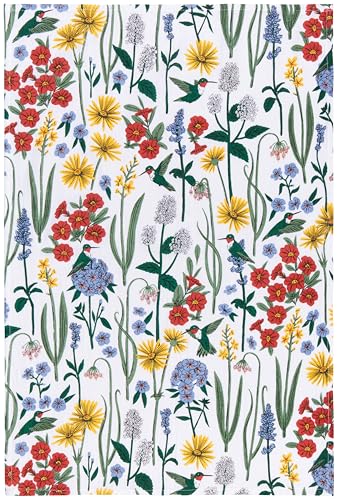 Image of Now Designs Hummingbird Collection Floursack Dishtowel Set of 3, Extra-Large 20x30in, 100% Cotton Kitchen Linens