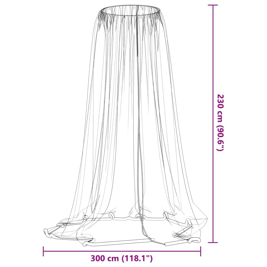 vidaXL Mosquitera para sombrilla 220 Malla Blanca Φ300x230 cm, Malla antimosquitos, mosquitera de Viaje, mosquitera para sombrilla de Patio