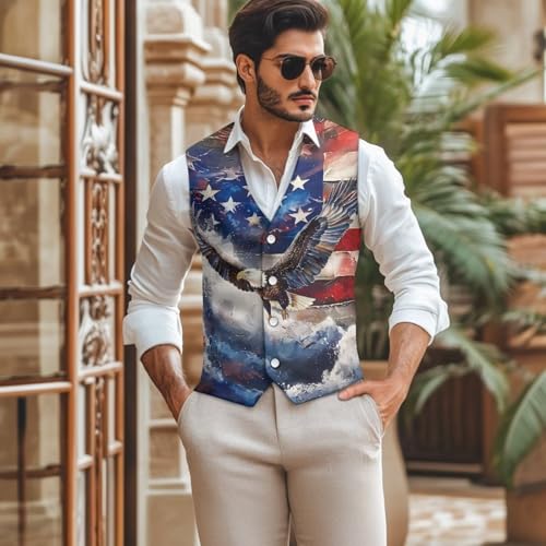 Suit Vest for Men V-Neck Button up Waistcoat with Back Belt2