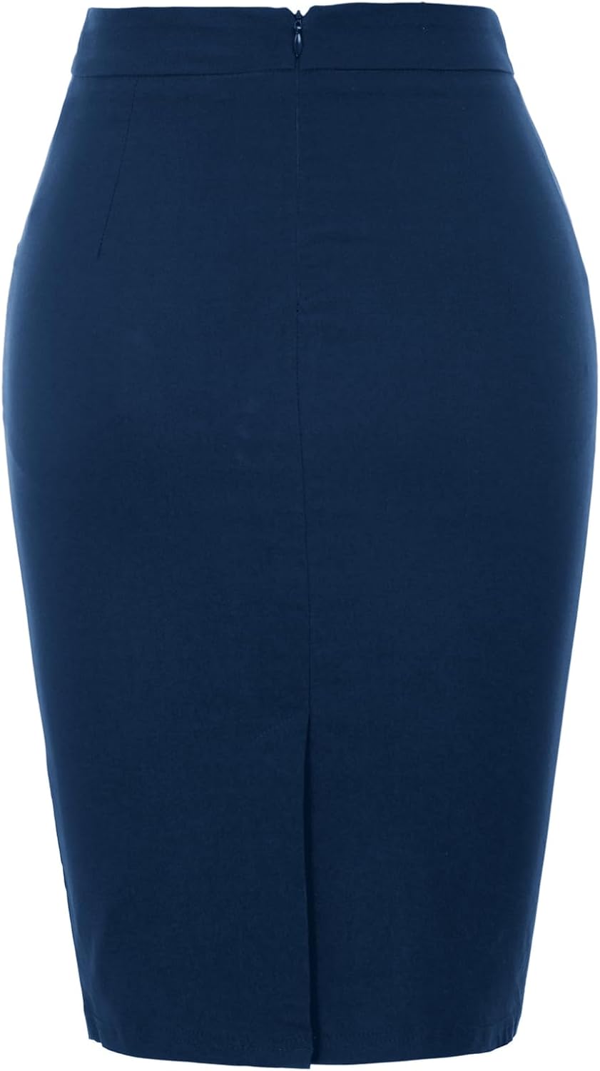 Kate Kasin Womens Knee Length Elastic Waist Basic Stretchy Bodycon Business Pencil Skirt - Image 2