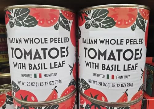 Trader Joe Italian Whole Peeled Tomatoes with Basil Leaf 28oz